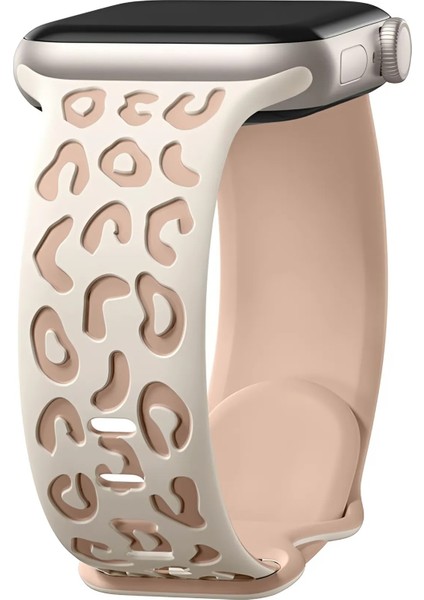 Watch 10 42MM 6 7 8 9 Se Uyumlu 38-40-41MM Leopar Desenli Silikon Spor Kordon