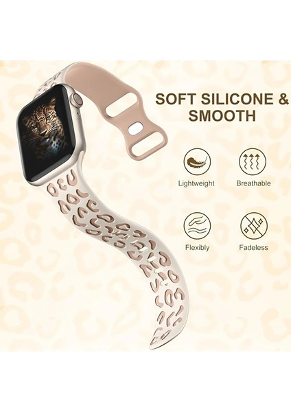 Watch 10 42MM 6 7 8 9 Se Uyumlu 38-40-41MM Leopar Desenli Silikon Spor Kordon fırsatları