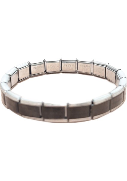 Çelik Bileklik İtalyan Charm Model Unisex Birbirine Geçmeli Ortası Siyah (Black) Gümüş fiyatları