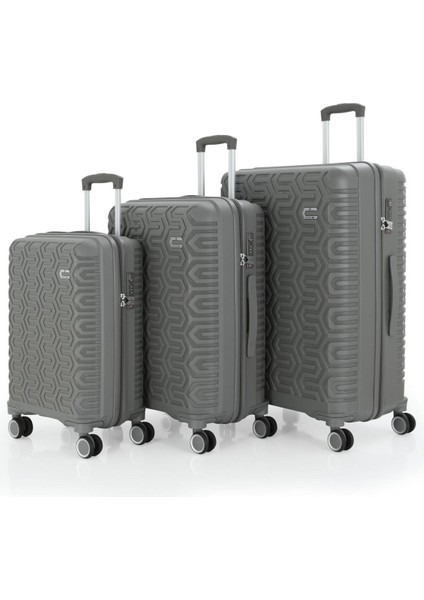 Üçlü Polipropilen Valiz Seti V377 - Mçs Kırılmaz Silikon Valiz Set