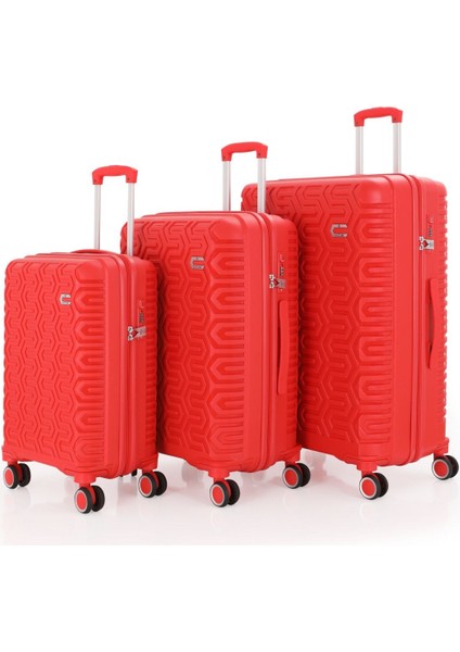 Üçlü Polipropilen Valiz Seti V377 - Mçs Kırılmaz Silikon Valiz Set