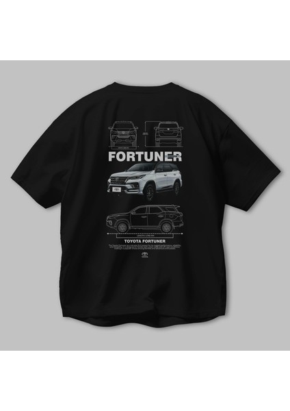 Toyota Fortuner Arka Baskılı Oversize T-Shirt Erkek Kadın Unisex %100 Pamuk Bisiklet Yaka Tişort modelleri