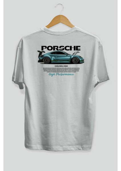 Porsche Cayman Rsr Arka Baskılı Oversize T-Shirt Erkek Kadın Unisex %100 Pamuk Bisiklet Yaka Tişort fiyatları