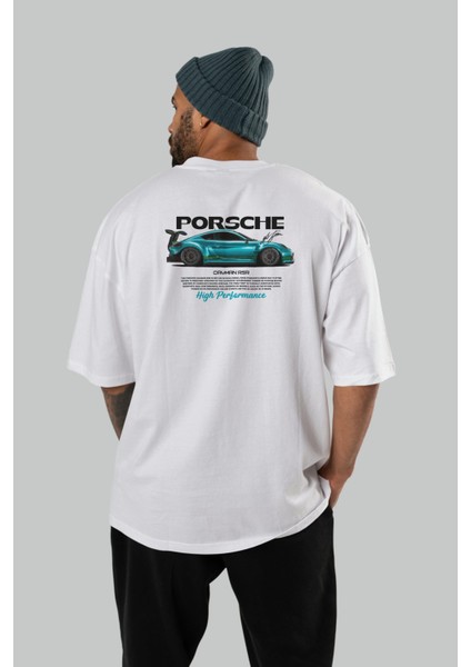 Porsche Cayman Rsr Arka Baskılı Oversize T-Shirt Erkek Kadın Unisex %100 Pamuk Bisiklet Yaka Tişort fırsatları