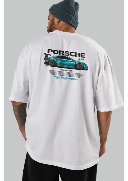 Porsche Cayman Rsr Arka Baskılı Oversize T-Shirt Erkek Kadın Unisex %100 Pamuk Bisiklet Yaka Tişort indirimleri