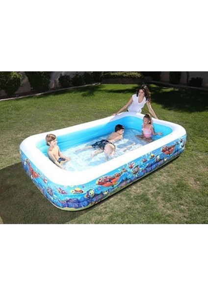 Okyanus Desenli Şişme Aile Havuzu - 54121 Inflatable Family Play Pool