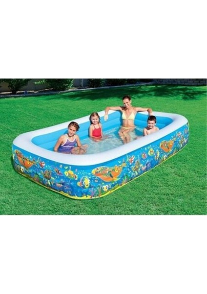 Okyanus Desenli Şişme Aile Havuzu - 54121 Inflatable Family Play Pool
