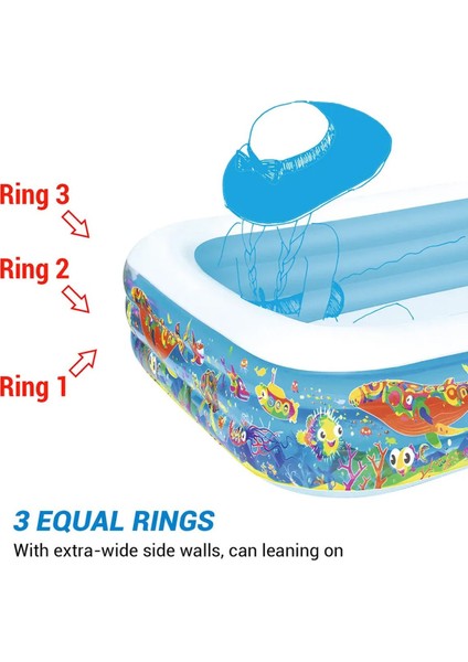 Okyanus Desenli Şişme Aile Havuzu - 54121 Inflatable Family Play Pool