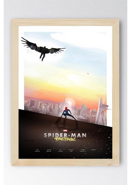 Spider Man Çerçeveli Tablo - Örümcek Adam Eve Dönüş Fim Posteri Tablo
