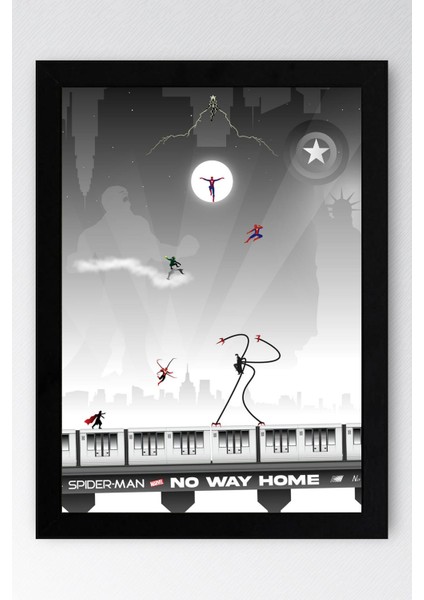 Spider Man Çerçeveli Tablo - Örümcek Adam Eve Dönüş Yok Fim Posteri Tablo
