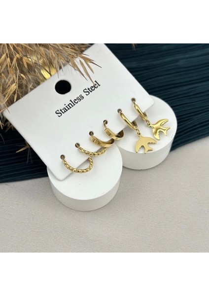 Kuşlu Küpe Set