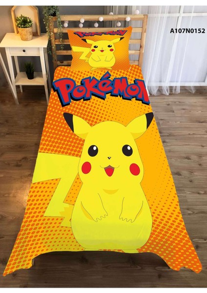Pokemon Pikaçu Desenli Çocuk Odası Perde, Yatak Örtüsü, Halı, Duvar Saati, Yastık ve Kırlent Kılıfı