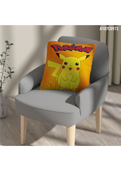 Pokemon Pikaçu Desenli Çocuk Odası Perde, Yatak Örtüsü, Halı, Duvar Saati, Yastık ve Kırlent Kılıfı