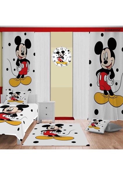 Mickey Mouse Çocuk ve Bebek Odası (Perde,yatak Örtüsü,halı,duvar Saati,yastık ve Kırlen Kılıfı)