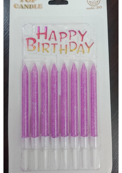 Doğum Günü Mumları, Doğum Günü Partisi Pasta Süslemeleri Için 8 Li Simli Mor Pasta Mumları fiyatları