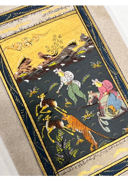 Altın Gökyüzü Altında Bir Av Adlı El Yapımı Minyatür Resim 21 x 12 cm modelleri