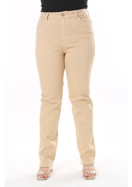 Kadın Büyük Beden Camel Yüksek Bel 5 Cepli Likralı Gabardin Pantolon 65N38731 indirimleri