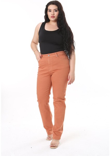 Kadın Büyük Beden Tarçın Yüksek Bel 5 Cepli Likralı Gabardin Pantolon 65N38731 fiyatları