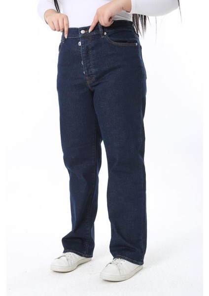 Kadın Büyük Beden Lacivert Yüksek Bel 5 Cepli Likralı Kot Pantolon 65N38388 fiyatları