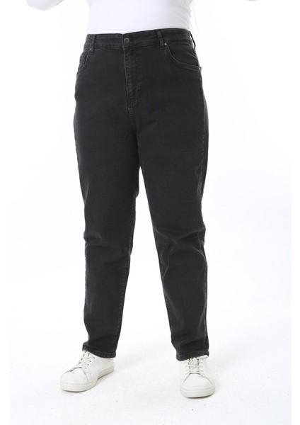 Kadın Büyük Beden Siyah Yüksek Bel 5 Cepli Likralı Kot Pantolon 65N38446 modelleri