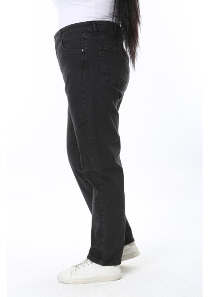 Kadın Büyük Beden Siyah Yüksek Bel 5 Cepli Likralı Kot Pantolon 65N38446 fırsatları