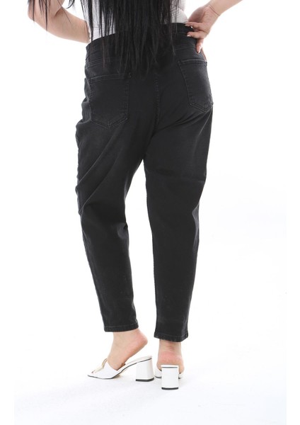 Kadın Büyük Beden Siyah Yüksek Bel Likralı 5 Cep Kot Pantolon 65N38305 indirimleri