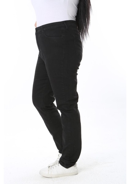 Kadın Büyük Beden Siyah Yüksek Bel 5 Cepli Likralı Kot Pantolon 65N38442 fiyatları