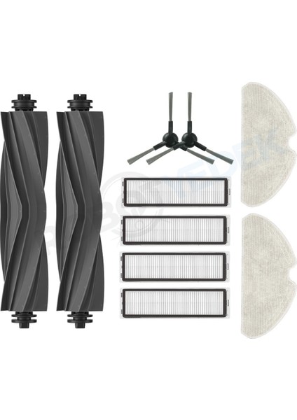 Dreame D9 Max Gen 2 Uyumlu Yedek Silikon Fırça Hepa Filtre Mop Seti-10 Parça