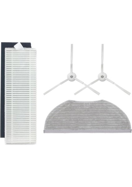 Viomi V3 Max Uyumlu Yedek Hepa Filtre Yan Fırça Mop-4 Parça