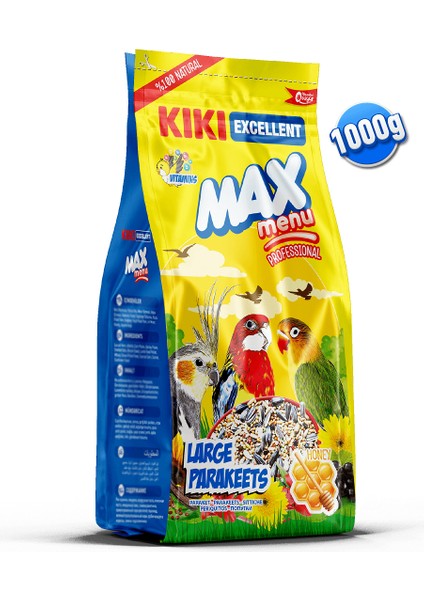 Kuş Max Menü Large Parakets Büyük Pareket Yemi 1000gr