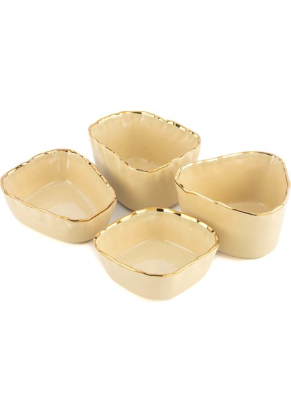 Krem 4'lü Çerezlik 10-8x6-4 cm