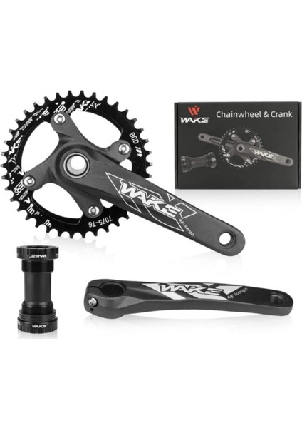 Wake Alüminyum Bisiklet Tek Vites/dişli Aynakol Seti 170MM 32T Hollowtech Göbek Dahil