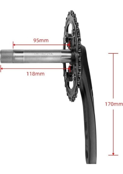 Wake Alüminyum Bisiklet Tek Vites/dişli Aynakol Seti 170MM 32T Hollowtech Göbek Dahil