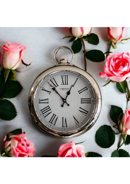 Gümüş Plastik Çerçeveli Salon Ofis Mutfak Duvar Saati 33 cm indirimleri