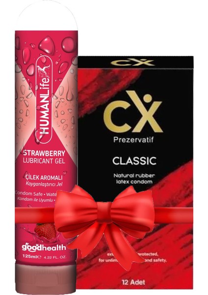 Prezervatif Classic 12'li + Humanlife 125 ml Çilek Aromalı Jel Lubricant