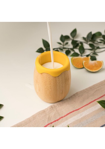 Kulpsuz Silikonlu Bambu Bardak Sarı fiyatları