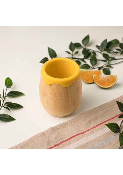 Kulpsuz Silikonlu Bambu Bardak Sarı fırsatları