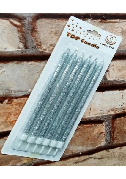 Doğum Günü Mumları, Doğum Günü Partisi Pasta Süslemeleri Için Simli Gümüş Pasta Mumları