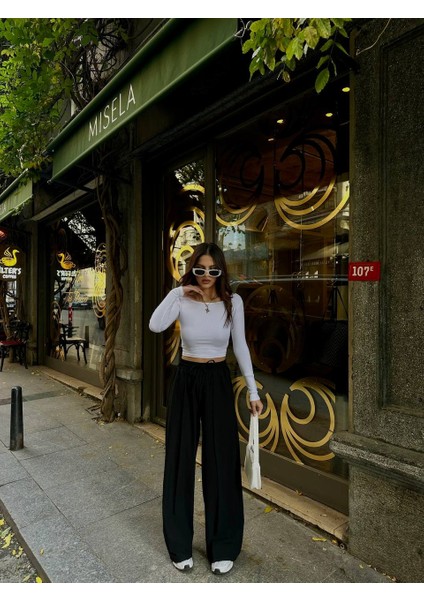 Beli Lastikli Çimalı Pantolon