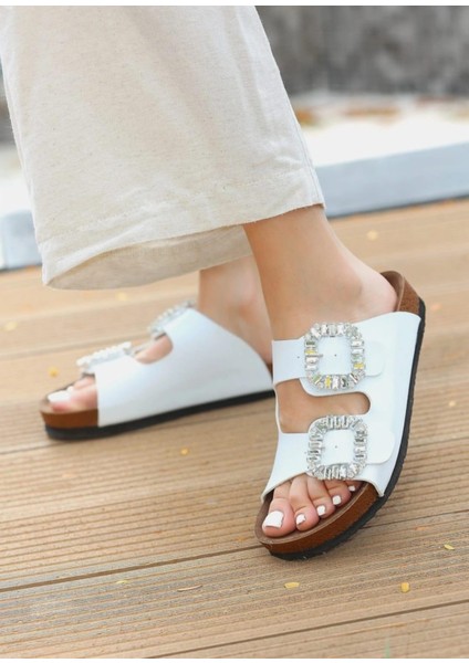 Büyük Numara Çift Taş Tokalı Bayan Terliği fiyatları