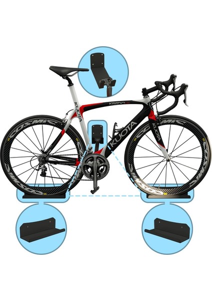 Tekno Trust Bisiklet Askı Aparatı Duvara Monte Tutucu Bisiklet Pedal Kancası Metal Raf Stand