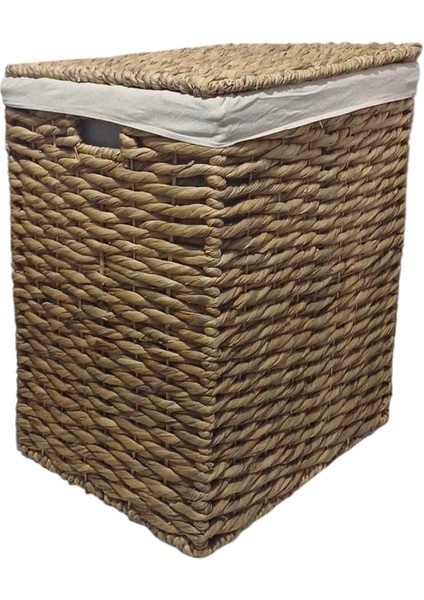 Hasır Kapaklı Bezli Çamaşır Sepeti 45X34X54 cm 11064