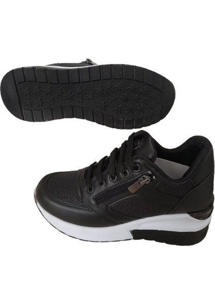 Kadın Simli Içten Gizli Topuklu Şık Siyah Spor Ayakkababı fırsatları