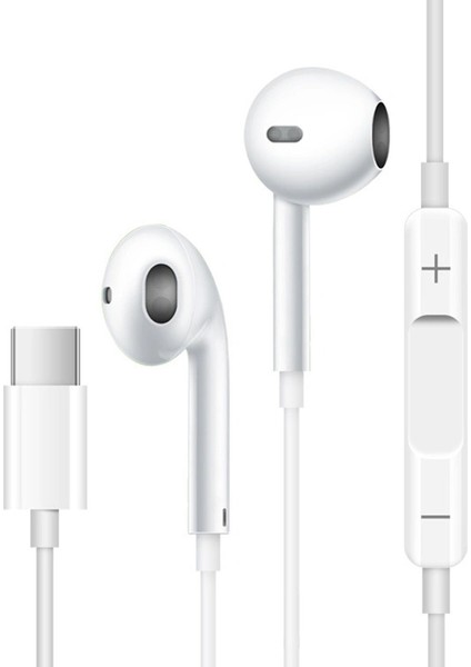 Mikrofonlu Kulaklık Samsung S24 - S24 Fe - S24 Ultra - S24+ Plus Uyumlu Type-C Beyaz