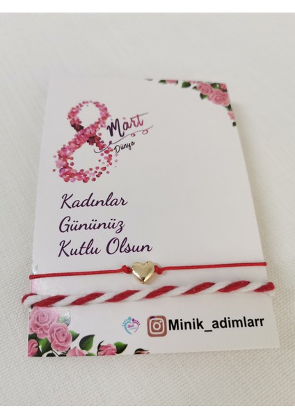8 Mart Dünya Kadınlar Günü Hediyesi 2 ’ Li Şans Bilekliği ve Kalp Figürlü Dilek Bilekliği