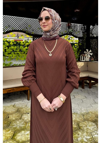 Yağmur Triko Elbise Kahve