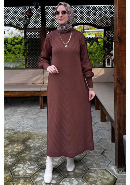 Yağmur Triko Elbise Kahve
