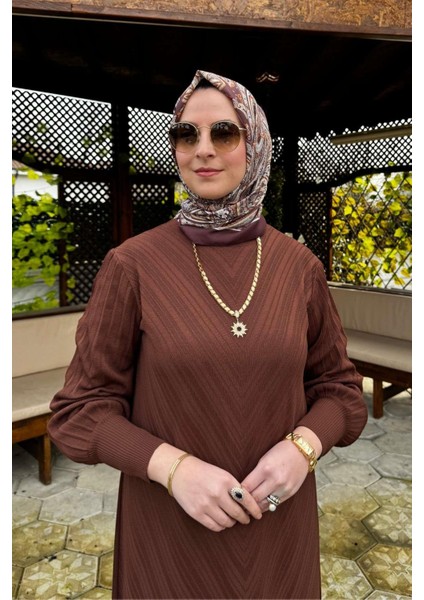 Yağmur Triko Elbise Kahve