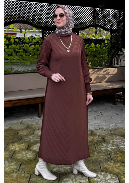 Yağmur Triko Elbise Kahve