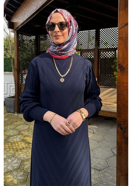 Yağmur Triko Elbise Lacivert